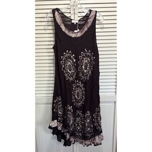 Tamsy Tie Dye Tank Sun Dress NWT Plum/Cream Size One Size Rayon Scoop Neck